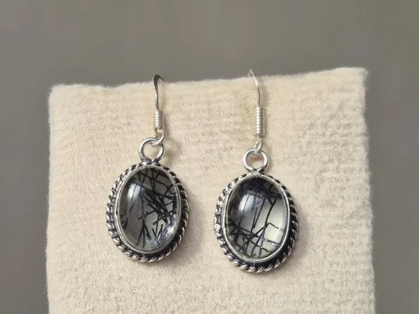 Black_And_Silver_Rutilated_Quartz_German_Silver_Boho_Earrings_For_Women
