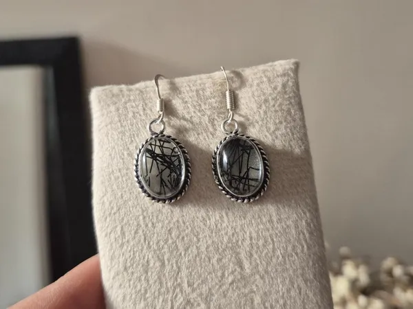 Black_And_Silver_Rutilated_Quartz_German_Silver_Boho_Earrings_For_Women