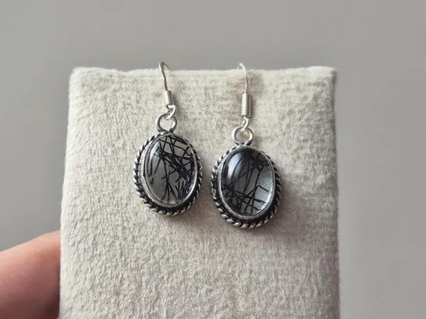 Black_And_Silver_Rutilated_Quartz_German_Silver_Boho_Earrings_For_Women