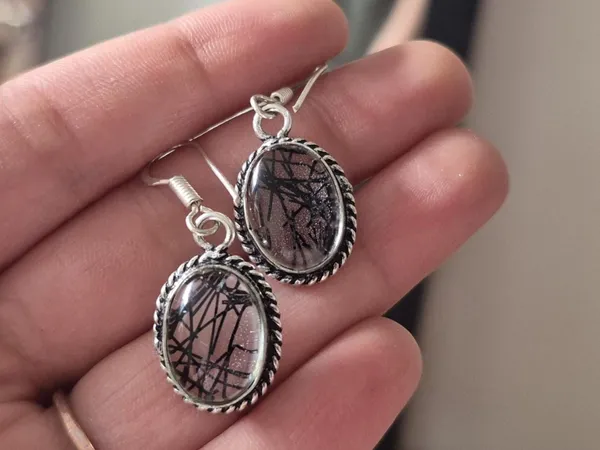 Black_And_Silver_Rutilated_Quartz_German_Silver_Boho_Earrings_For_Women
