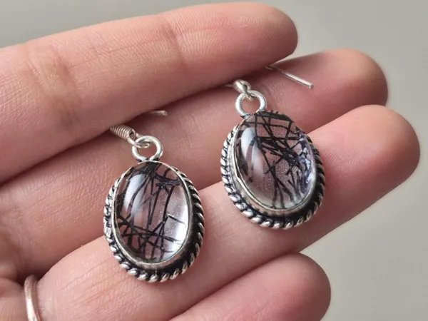 Black_And_Silver_Rutilated_Quartz_German_Silver_Boho_Earrings_For_Women