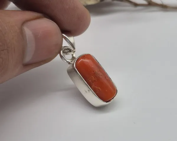 Orange_Coral_Sterling_Silver_Capsule_Pendant_For_Men