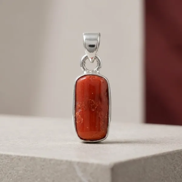 Orange_Coral_Sterling_Silver_Capsule_Pendant_For_Men