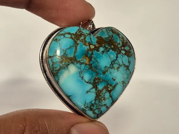 Sky_Blue_Turquoise_Stone_Heart_Shaped_Pendant_For_Men