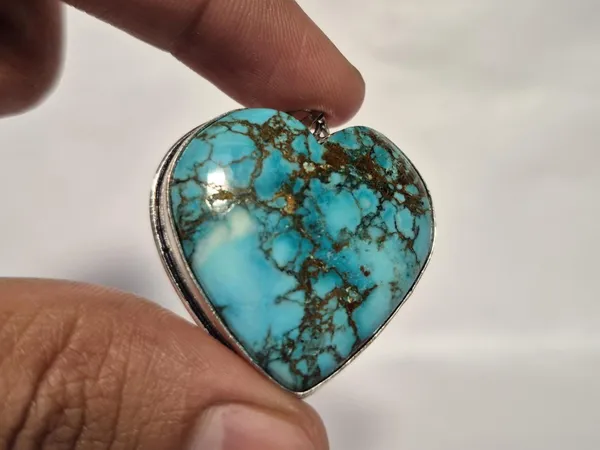 Sky_Blue_Turquoise_Stone_Heart_Shaped_Pendant_For_Men