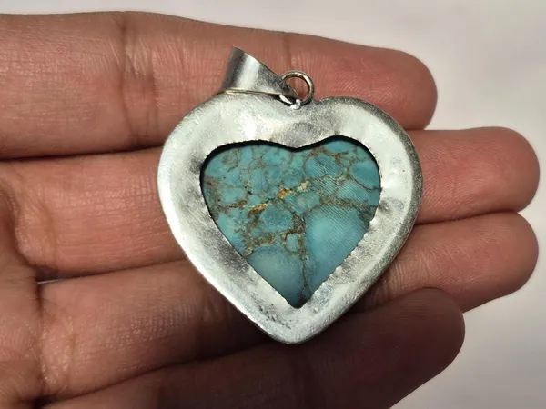 Sky_Blue_Turquoise_Stone_Heart_Shaped_Pendant_For_Men