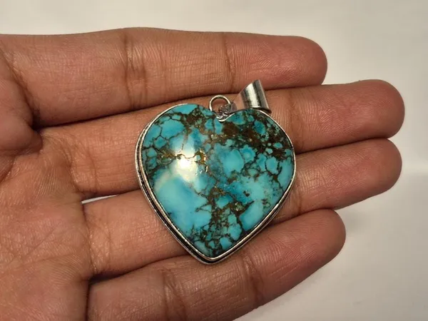 Sky_Blue_Turquoise_Stone_Heart_Shaped_Pendant_For_Men