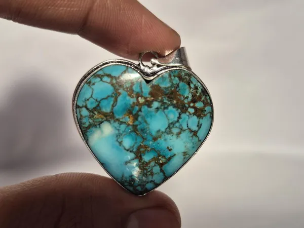 Sky_Blue_Turquoise_Stone_Heart_Shaped_Pendant_For_Men