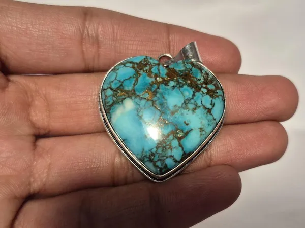 Sky_Blue_Turquoise_Stone_Heart_Shaped_Pendant_For_Men