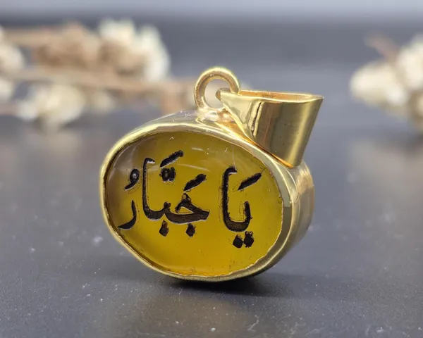 Yellow_Agate_Gold-Plated_Ya_Jabbar_Engraved_Islamic_Pendant_For_Men