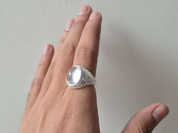 White_Crystal_Brass_Silver_Ali_Engraved_Islamic_Ring_For_Men