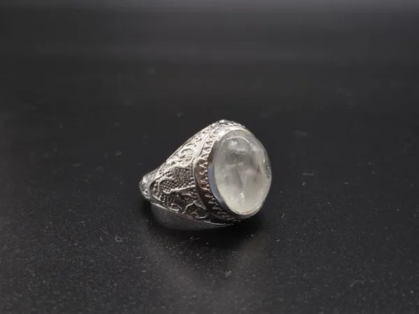 White_Crystal_Brass_Silver_Ali_Engraved_Islamic_Ring_For_Men