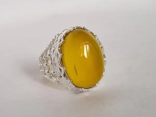 Yellow_Agate_German_Silver-Plated_Handcrafted_Islamic_Ring_For_Men