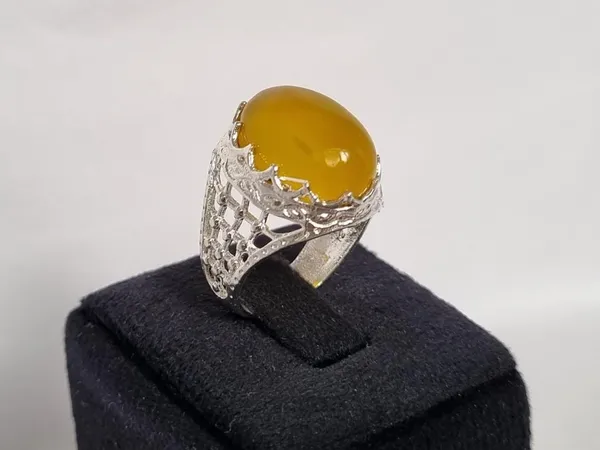 Yellow_Agate_German_Silver-Plated_Handcrafted_Islamic_Ring_For_Men