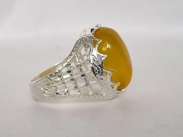 Yellow_Agate_German_Silver-Plated_Handcrafted_Islamic_Ring_For_Men