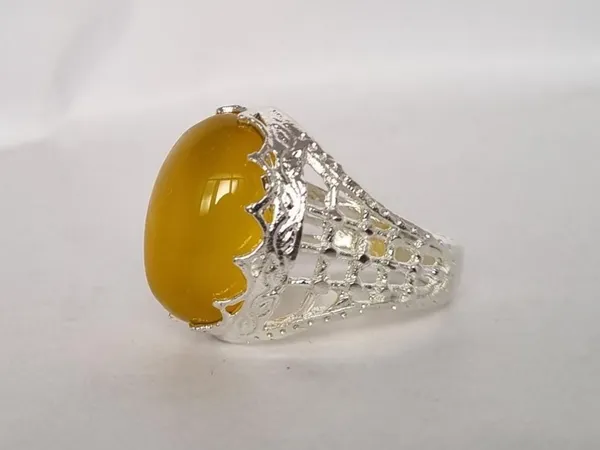 Yellow_Agate_German_Silver-Plated_Handcrafted_Islamic_Ring_For_Men