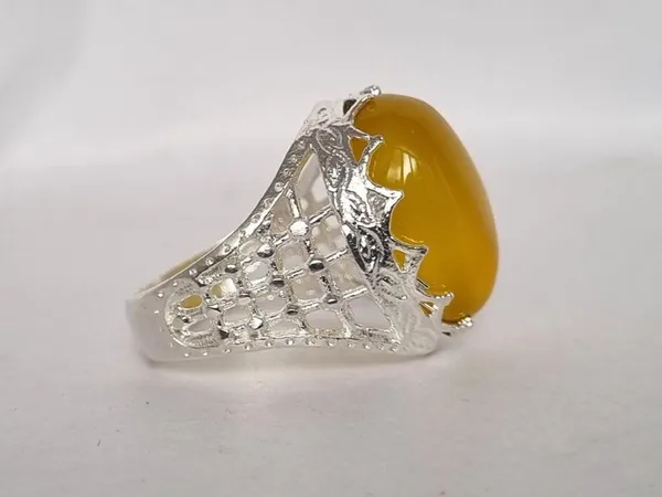 Yellow_Agate_German_Silver-Plated_Handcrafted_Islamic_Ring_For_Men