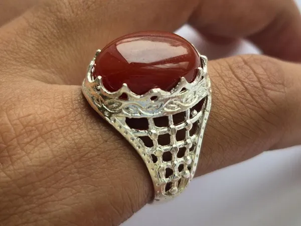Red_Agate_White_Metal_Yemeni_Aqeeq_Ring_For_Men