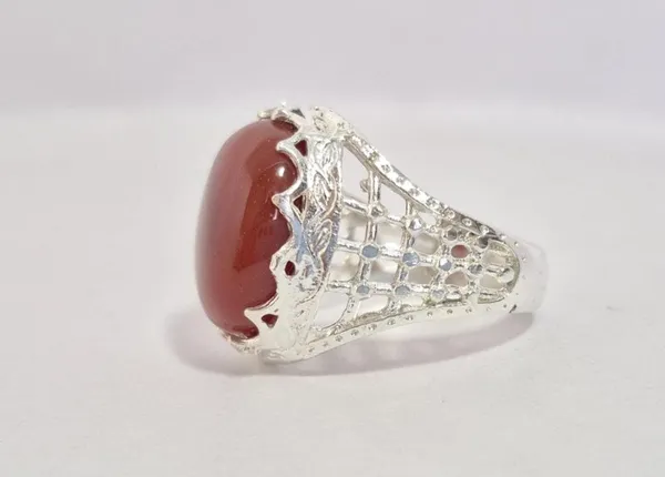 Red_Agate_White_Metal_Yemeni_Aqeeq_Ring_For_Men