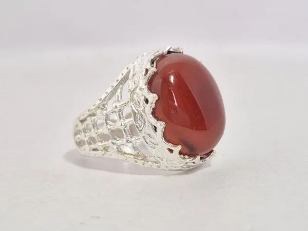 Red_Agate_White_Metal_Yemeni_Aqeeq_Ring_For_Men