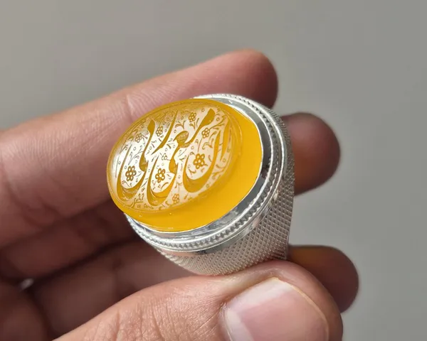 Yellow_Agate_Silver_Plated_Arabic_Calligraphy_Ring_For_Men
