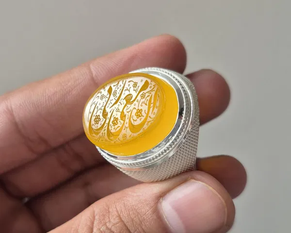 Yellow_Agate_Silver_Plated_Arabic_Calligraphy_Ring_For_Men