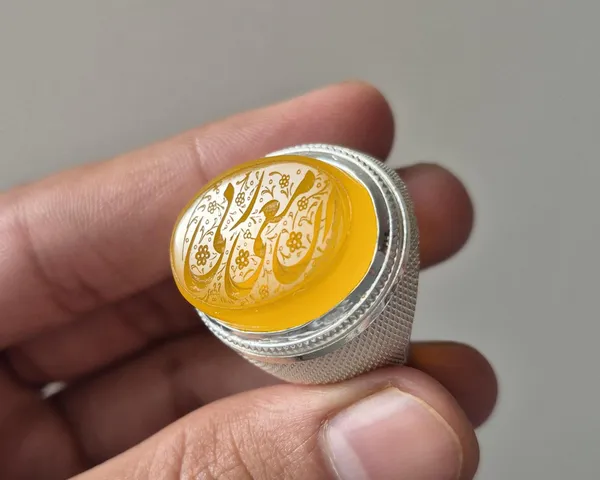 Yellow_Agate_Silver_Plated_Arabic_Calligraphy_Ring_For_Men