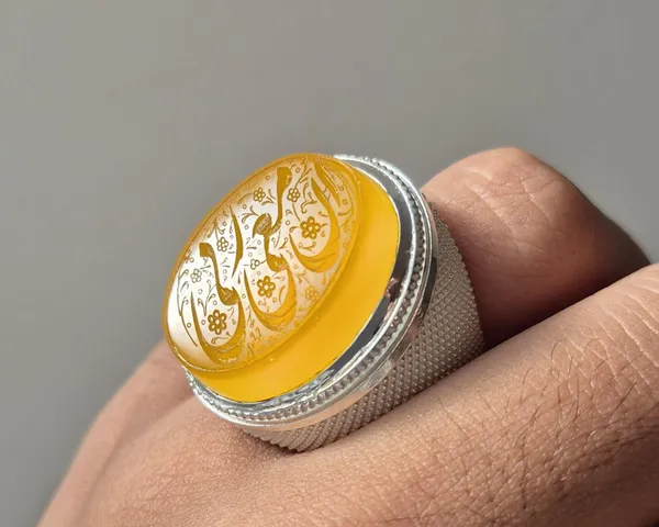 Yellow_Agate_Silver_Plated_Arabic_Calligraphy_Ring_For_Men