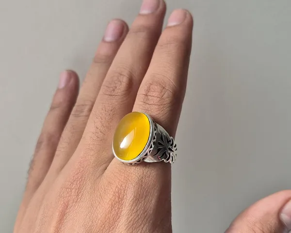 Yellow_Agate_Brass_Silver_Plated_Oxidised_Handcrafted_Ring_For_Men