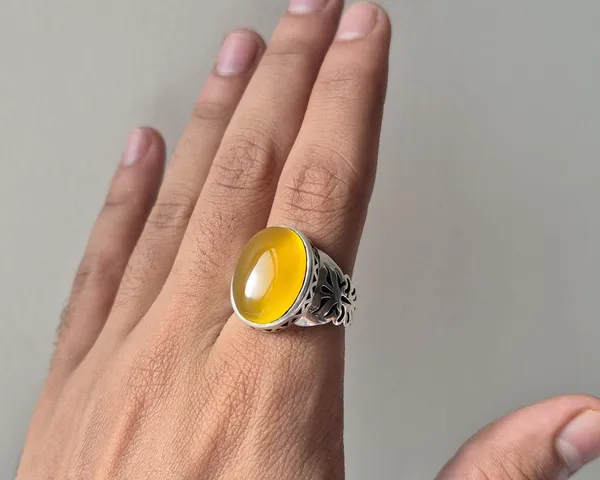 Yellow_Agate_Brass_Silver_Plated_Oxidised_Handcrafted_Ring_For_Men