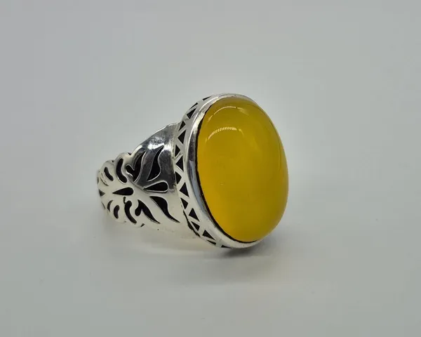 Yellow_Agate_Brass_Silver_Plated_Oxidised_Handcrafted_Ring_For_Men