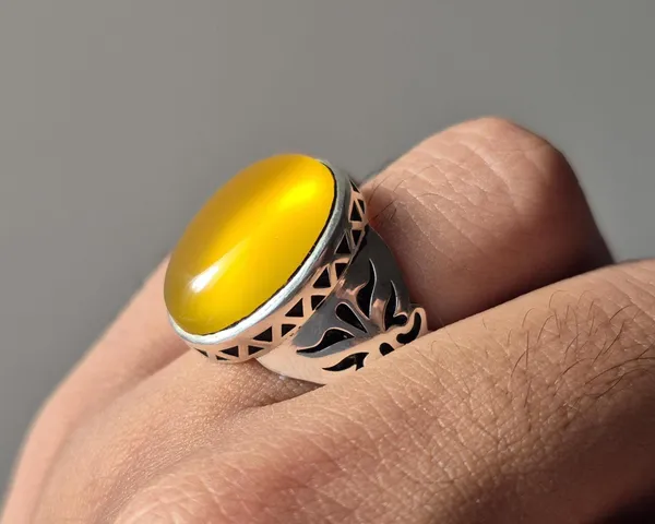 Yellow_Agate_Brass_Silver_Plated_Oxidised_Handcrafted_Ring_For_Men