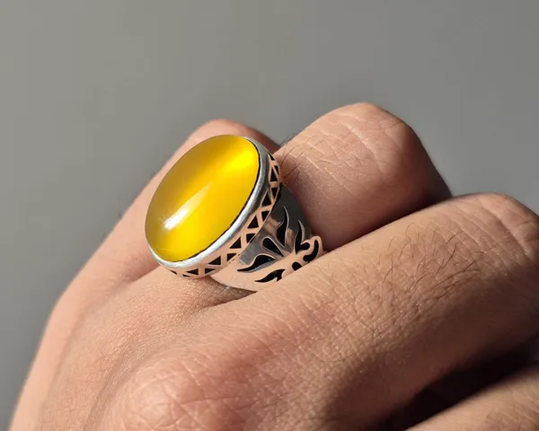 Yellow_Agate_Brass_Silver_Plated_Oxidised_Handcrafted_Ring_For_Men
