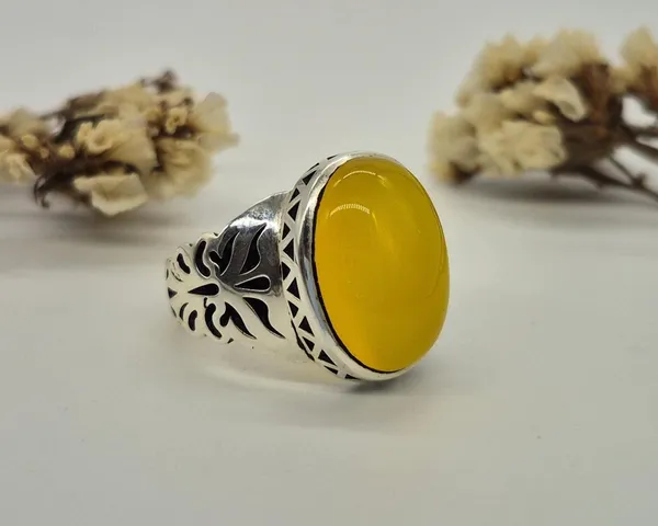 Yellow_Agate_Brass_Silver_Plated_Oxidised_Handcrafted_Ring_For_Men