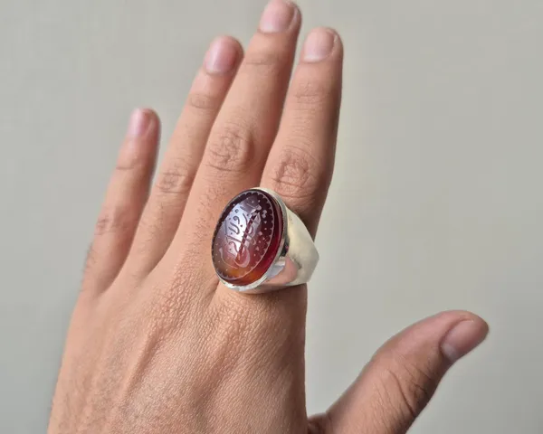 Red_Agate_German_Silver_Arabic_Calligraphy_Ring_For_Men