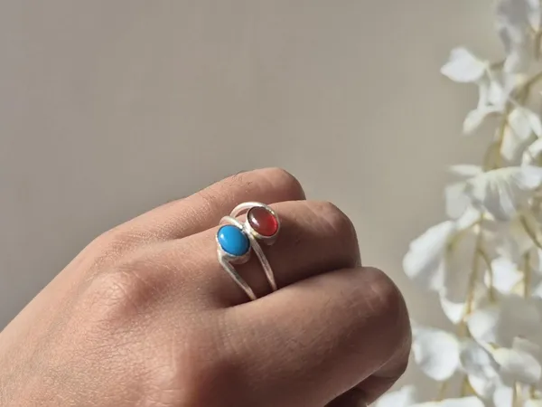 Multicolour_Agate_White_Metal_Red_Aqeeq_Turquoise_Ring_For_Men