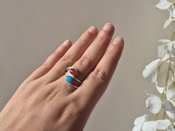 Multicolour_Agate_White_Metal_Red_Aqeeq_Turquoise_Ring_For_Men