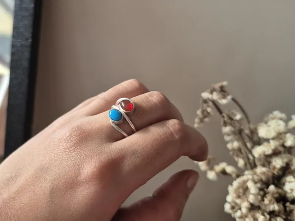 Multicolour_Agate_White_Metal_Red_Aqeeq_Turquoise_Ring_For_Men