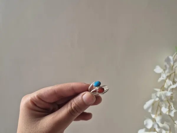 Multicolour_Agate_White_Metal_Red_Aqeeq_Turquoise_Ring_For_Men