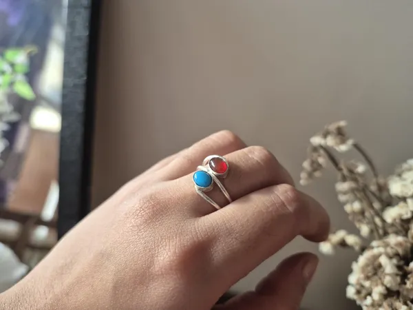 Multicolour_Agate_White_Metal_Red_Aqeeq_Turquoise_Ring_For_Men