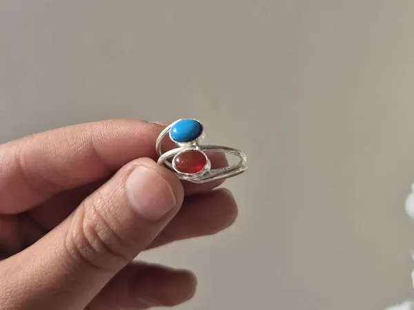 Multicolour_Agate_White_Metal_Red_Aqeeq_Turquoise_Ring_For_Men