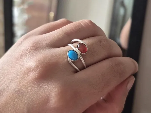 Multicolour_Agate_White_Metal_Red_Aqeeq_Turquoise_Ring_For_Men