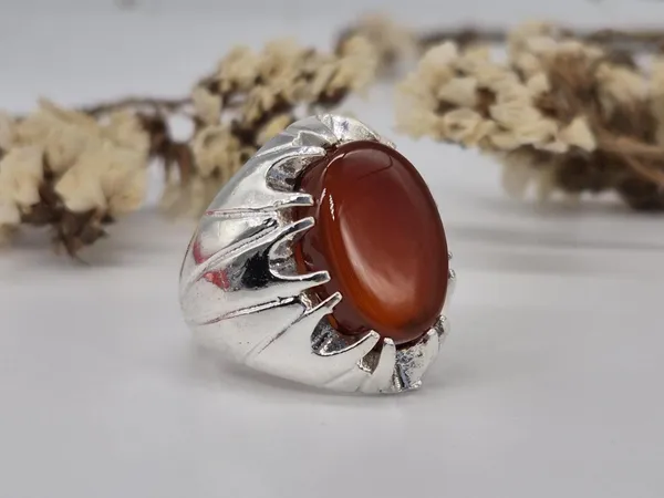 Red_Carnelian_Agate_German_Silver_Handcrafted_Islamic_Ring_For_Men