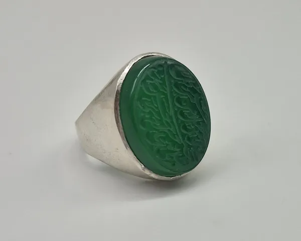 Green_Agate_German_Silver_Handcrafted_Aqeeq_Ring_For_Men
