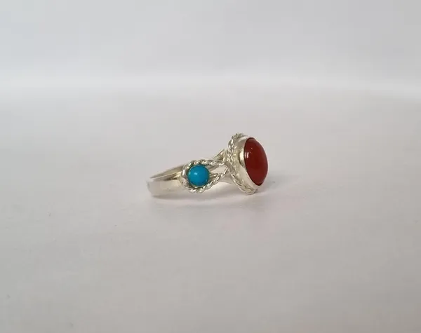 Multicolour_Agate_Turquoise_Silver_Plated_Yemeni_Aqeeq_Ring_For_Women