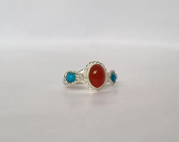 Multicolour_Agate_Turquoise_Silver_Plated_Yemeni_Aqeeq_Ring_For_Women