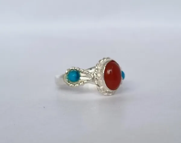 Multicolour_Agate_Turquoise_Silver_Plated_Yemeni_Aqeeq_Ring_For_Women