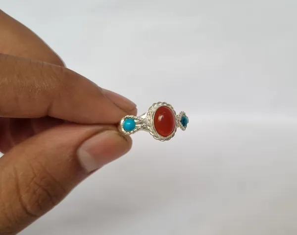 Multicolour_Agate_Turquoise_Silver_Plated_Yemeni_Aqeeq_Ring_For_Women