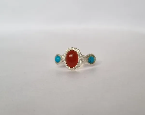 Multicolour_Agate_Turquoise_Silver_Plated_Yemeni_Aqeeq_Ring_For_Women