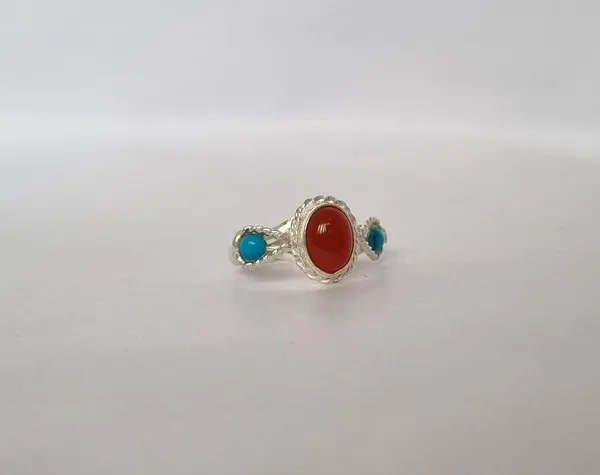 Multicolour_Agate_Turquoise_Silver_Plated_Yemeni_Aqeeq_Ring_For_Women